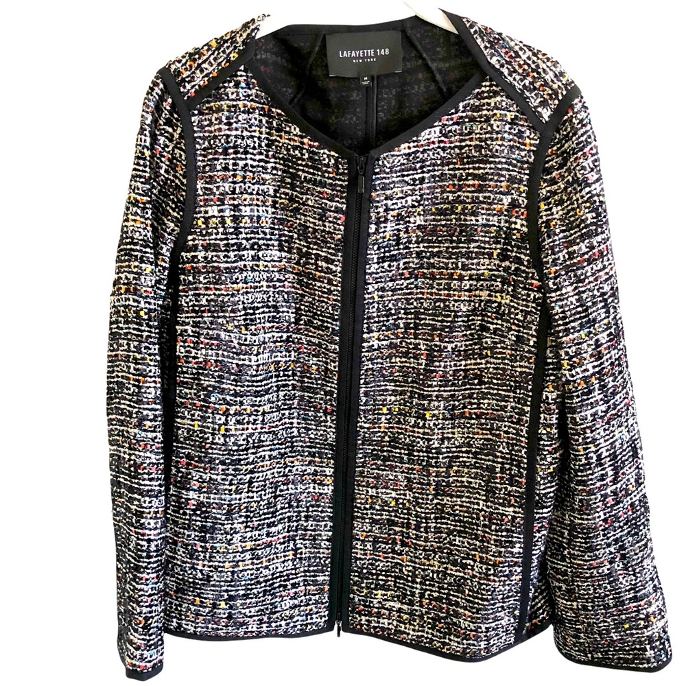 Lafayette 148 Metallic Zip Up Blazer Size M